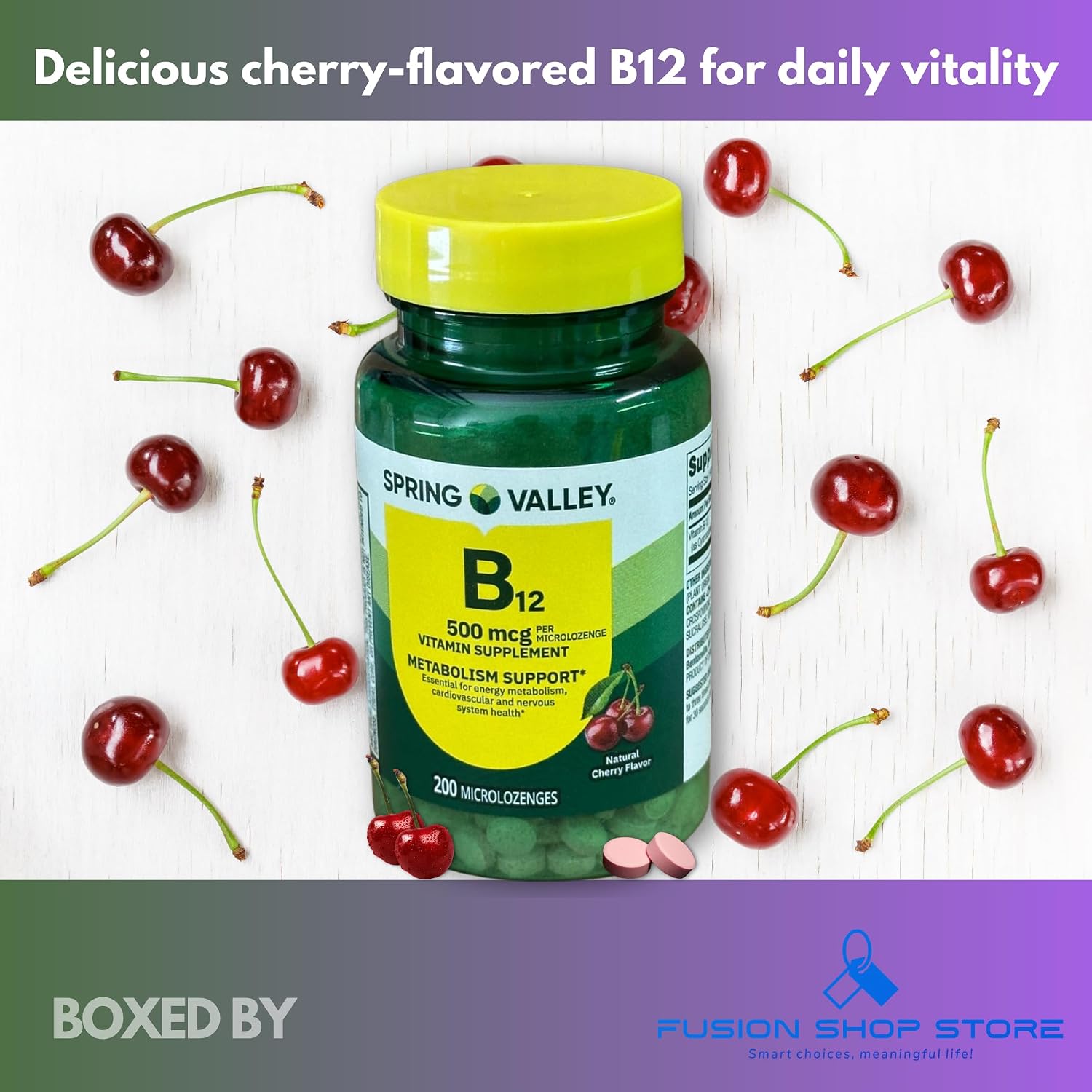 B12 500 mcg Sublingual Sabor Cereza - 200 Comprimidos