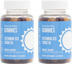NaturesPlus Gominolas Vitamina D3 1000 UI, Sabor Bayas Mixtas - 60 Gominolas, Pack de 2 - Vegano, Sin Gluten, No GMO - 120 Dosis