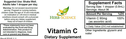 Herb-Science Vitamina C Líquida – Ácido Ascórbico Prensado en Frío, Gotas Sublinguales, Vegano, Sin Alcohol – Image 4