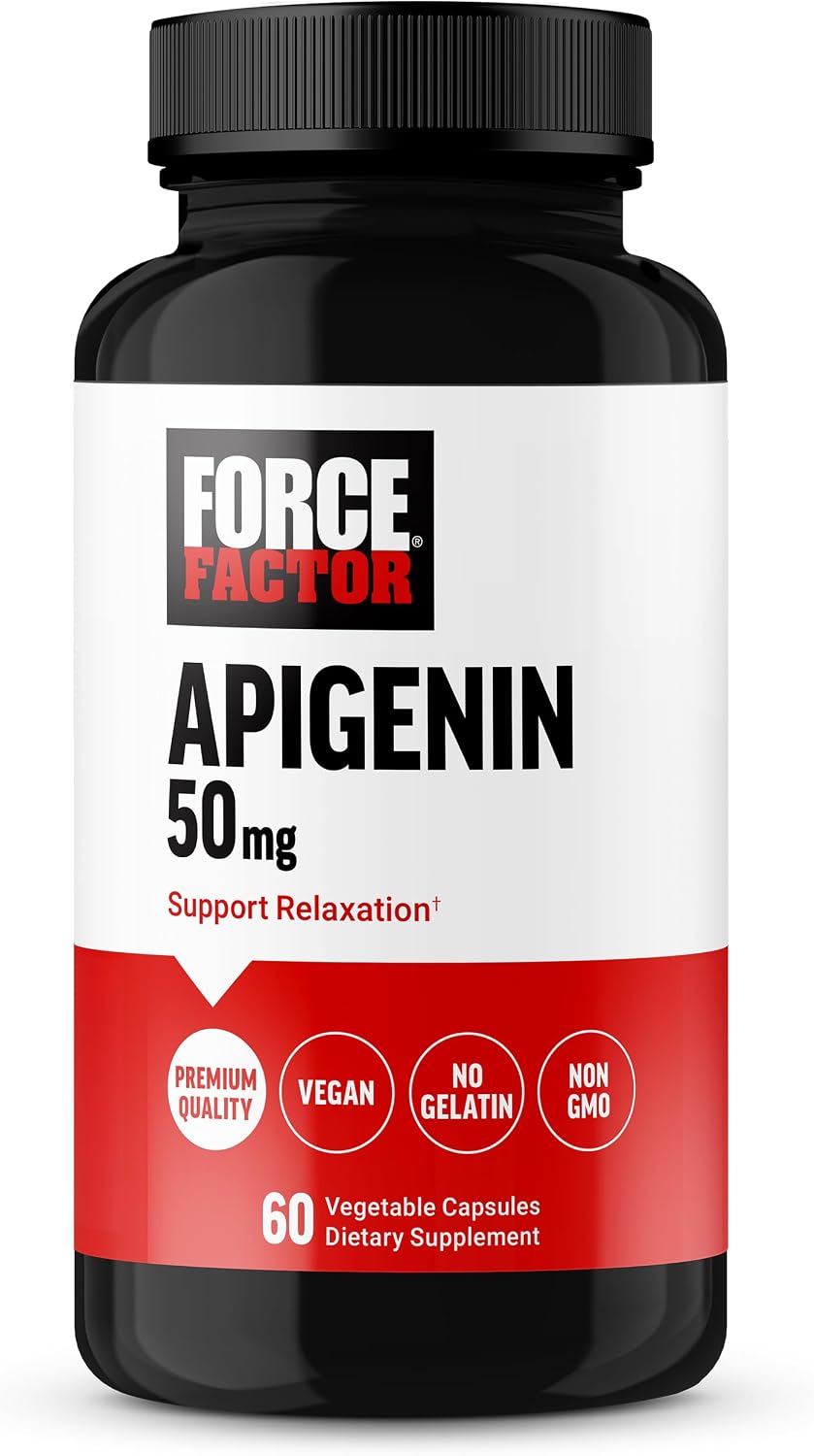 Force Factor Apigenin 50 mg, 60 cápsulas – Suplemento para la relajación y el estrés