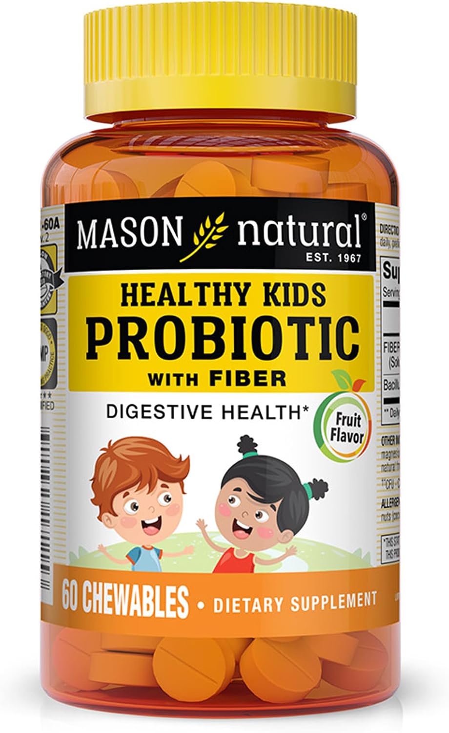 MASON NATURAL Probiótico para Niños con Fibra - 60 Masticables