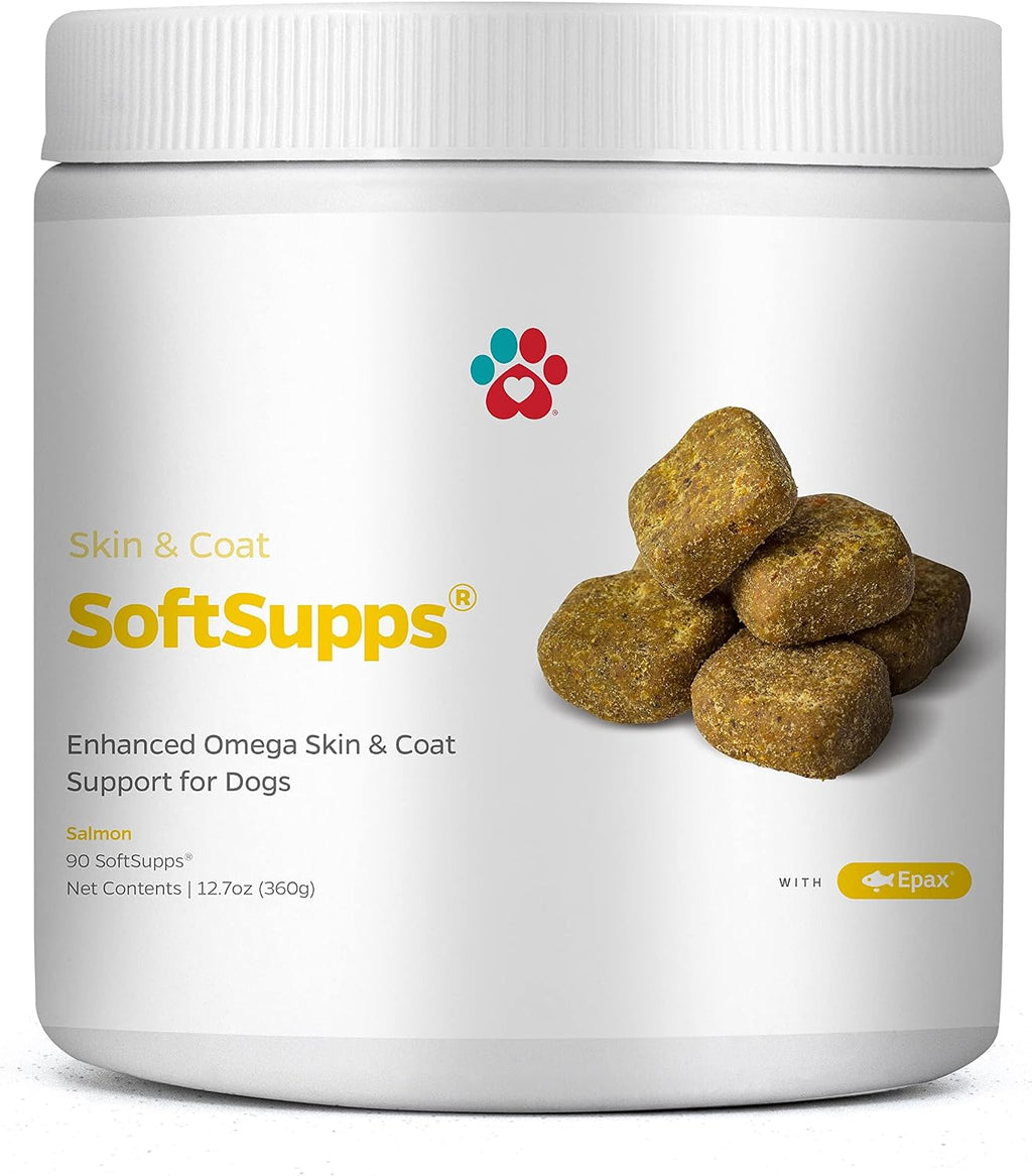 Pet Parents® Skin & Coat SoftSupps® Complemento para la piel y el pelo de perros con aceite de pescado Omega 3, vitamina E y biotina, 90 comprimidos masticables