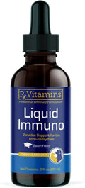 Rx Vitamins Liquid Immuno - Con L-Lisina para Perros y Gatos - Suplemento de Hongo Reishi - Vitaminas Oculares con Luteína - Sabor a Bacon (59 ml)
