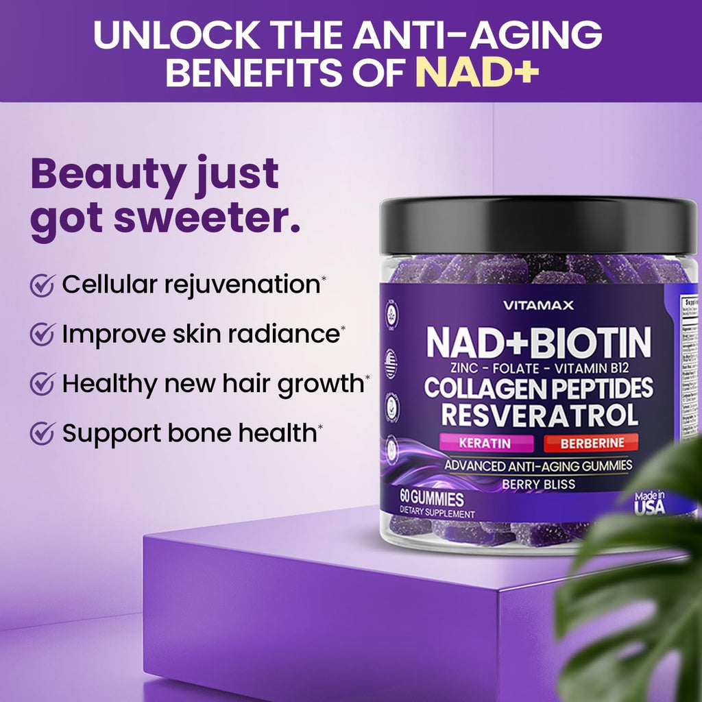 Vitamax Gominolas Antiedad NAD+ Resveratrol Berberina Biotina