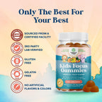 Kids Focus Gummies - Gomitas de Concentración para Niños con Extracto de Té Verde, Vitaminas B6 y B12 - 90 unidades