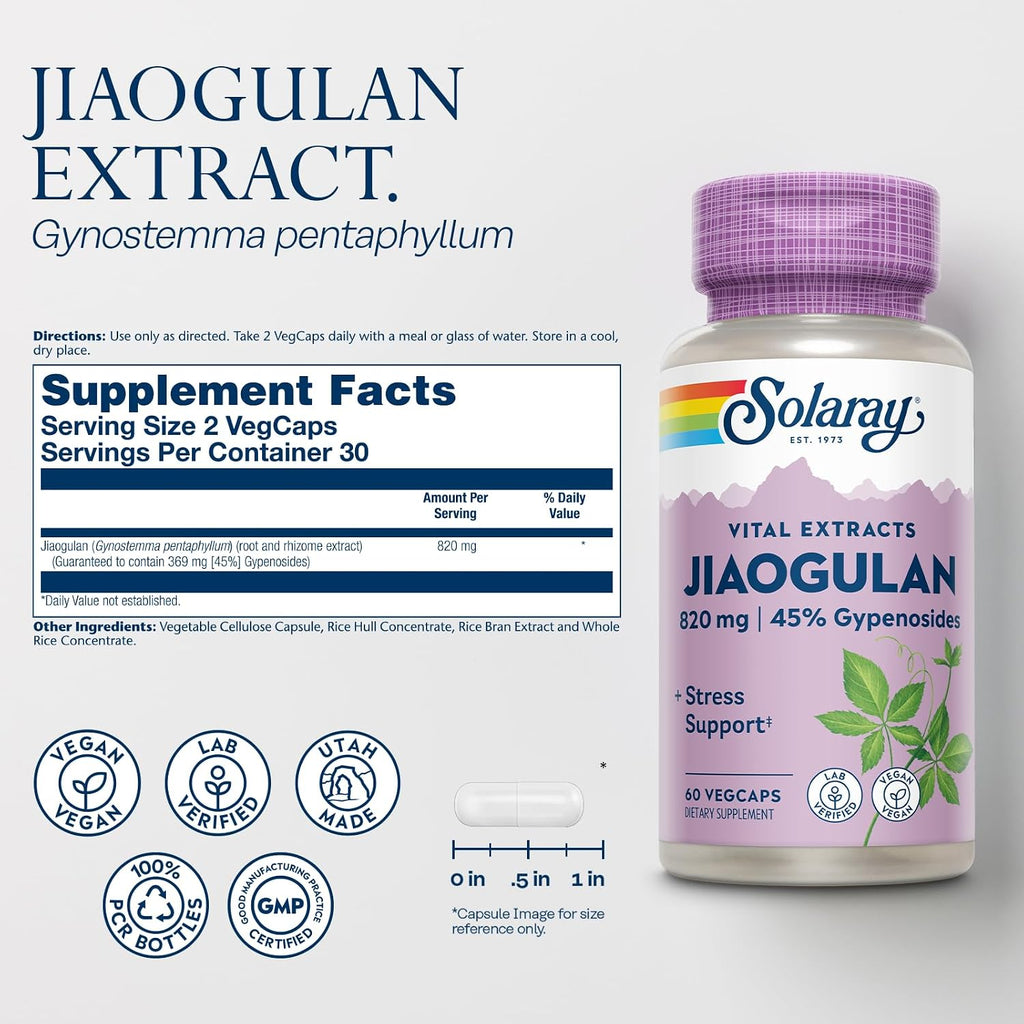 Solaray Jiaogulan Extracto de Raíz y Rizoma - 60 Cápsulas Vegetales