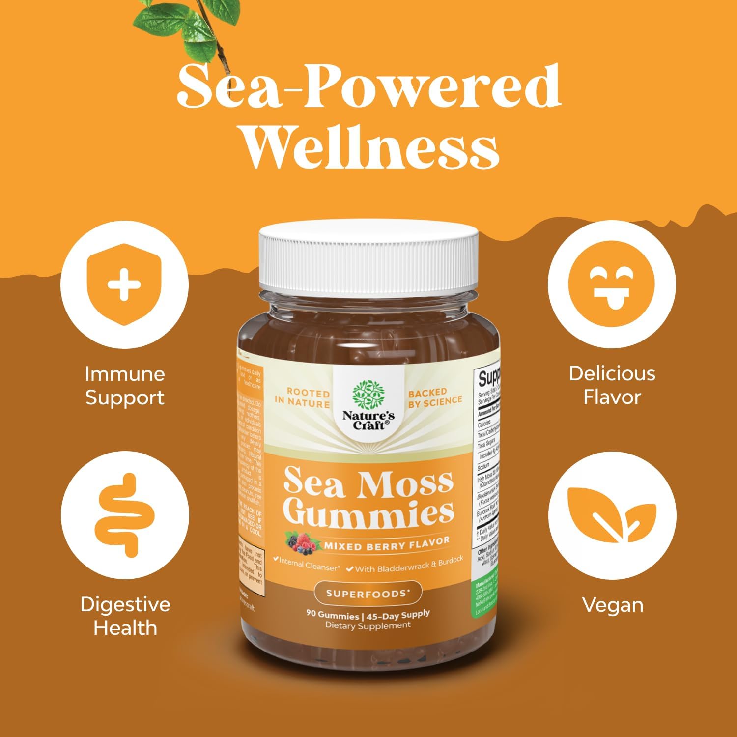 Natures Craft Gominolas de Irish Sea Moss - 90 Unidades
