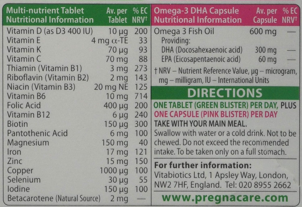 Vitabiotics Pregnacare Plus 56 comprimidos (Paquete de 2)