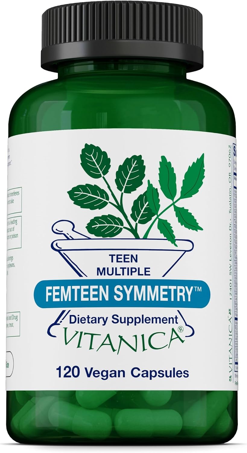 Vitanica FemTeen Symmetry: Multivitamínico para Adolescentes, Vegano, 120 Cápsulas