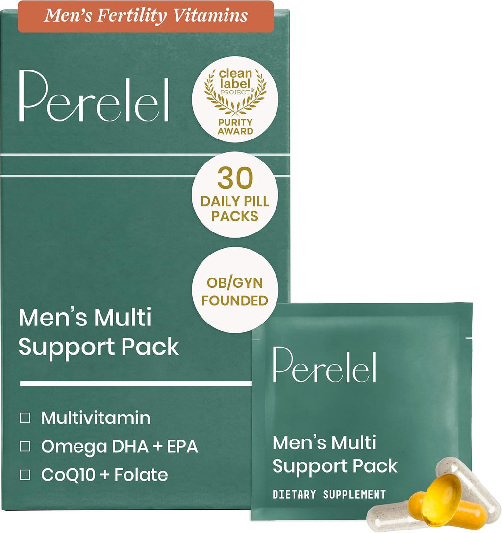 Perelel Men's Multi Support Pack - Multivitamínico diario con magnesio, omega 3, CoQ10 y folato - 30 sobres