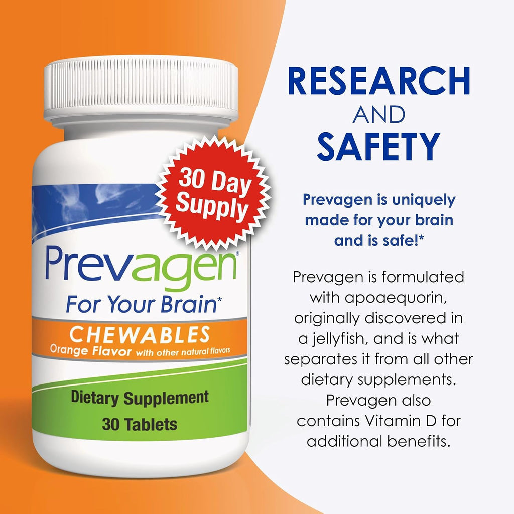 Prevagen Regular Strength Comprimidos Masticables Sabor Naranja - 90 Comprimidos (Suministro para 3 Meses)
