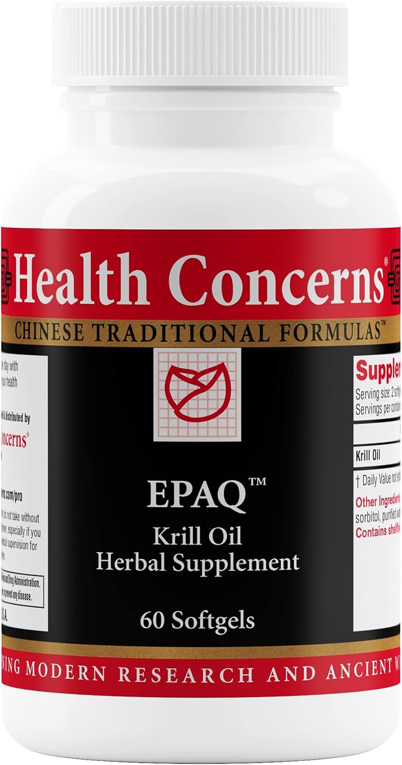 Health Concerns EPAQ – Aceite de Krill 1000 mg – Salud Cerebral y Cardiovascular – 60 Cápsulas Blandas