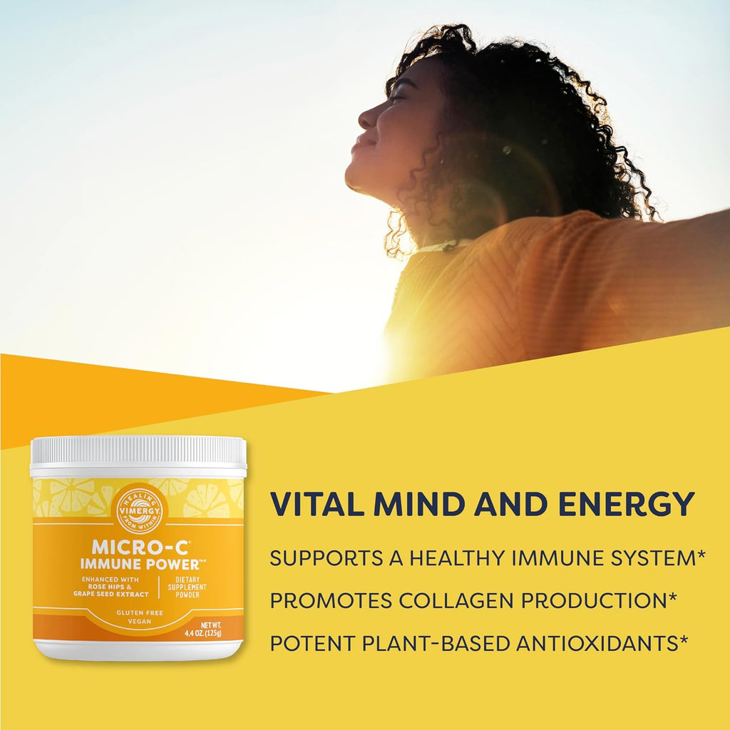Vimergy Micro-C Immune Power - 35 2000mg Servings - Gentle Form - Antioxidant Phytonutrients - Immune & Nerve Support - Benefits Bone & Cartilage - Gluten-Free, Kosher, Vegan (125g)