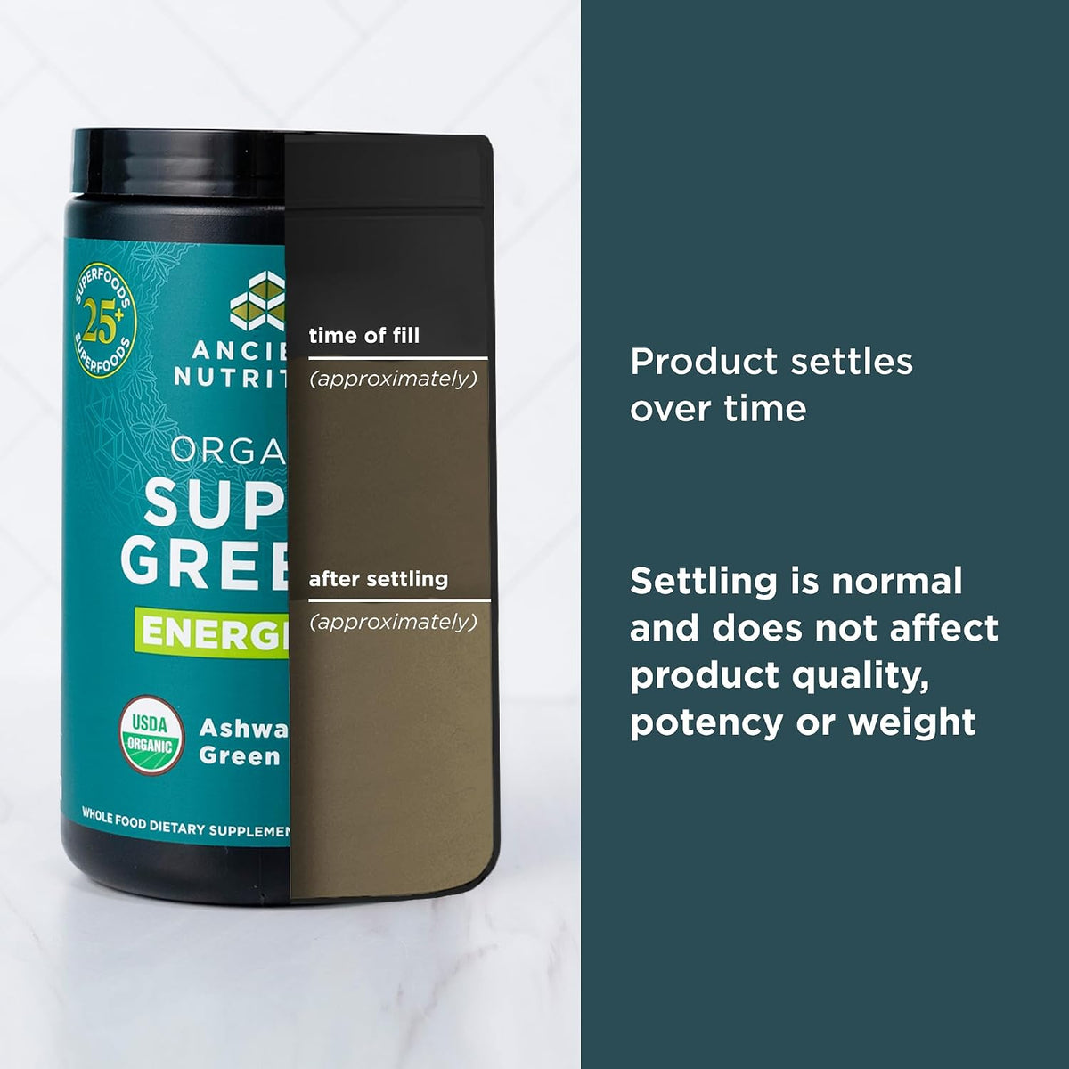 Ancient Nutrition Organic SuperGreens Energizer Powder with Probiotics and B12, Made from Real Fruits, Vegetables and Herbs, for Digestive, Detoxification and Energy Support, 25 Servings - görsel 6