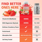 GrnLife Gominolas de Vitamina B2 (Riboflavina) 400mg con Magnesio - 120 Gominolas Sabor Fresa