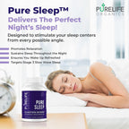 PureLife Organics Pure Sleep - Suplemento para el Sueño Profundo - 30 Días - 120 Cápsulas Veganas y Sin Gluten - Formulado por Médico