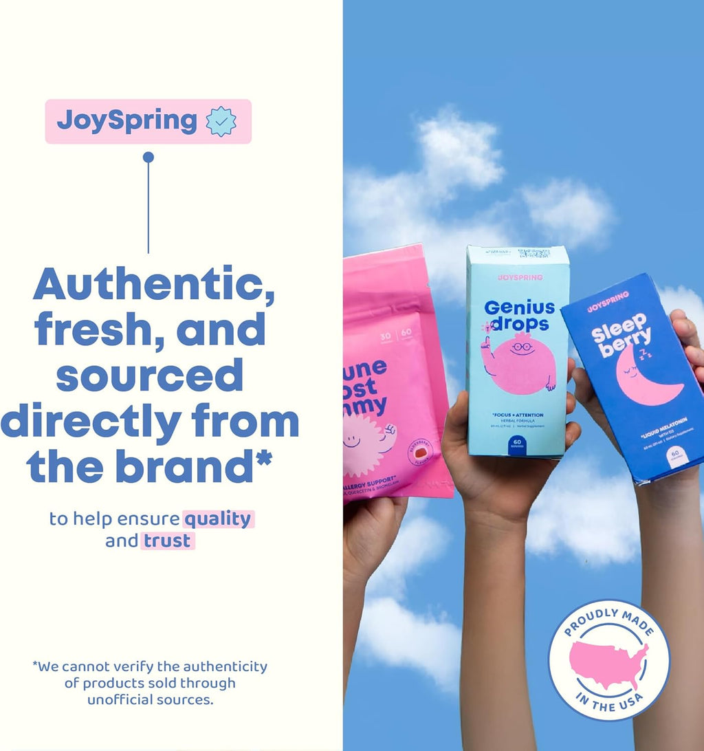 JoySpring Burst B12 Gotas - Complejo B para niños con metilcobalamina B12, Apoyo al Crecimiento y Desarrollo, Vegano, Líquido, 2 fl oz (60 porciones)