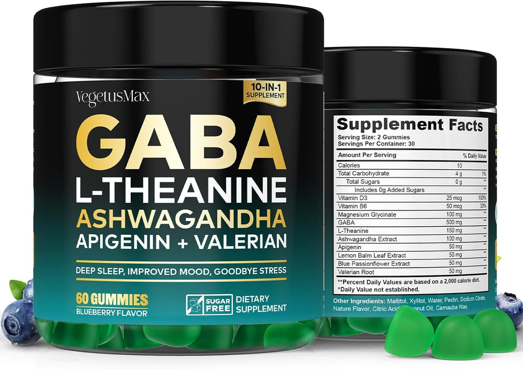 Gominolas GABA 500mg con L-Teanina, Ashwagandha y Magnesio – 60 Gominolas