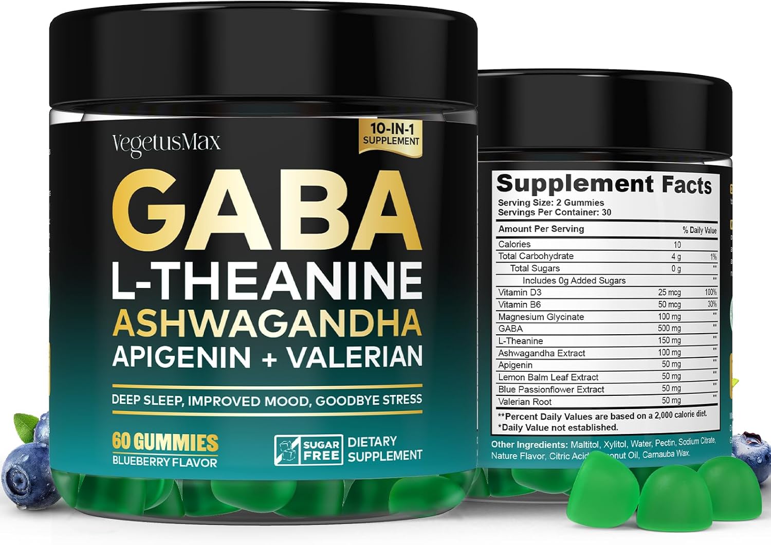Gominolas GABA 500mg con L-Teanina, Ashwagandha y Magnesio – 60 Gominolas