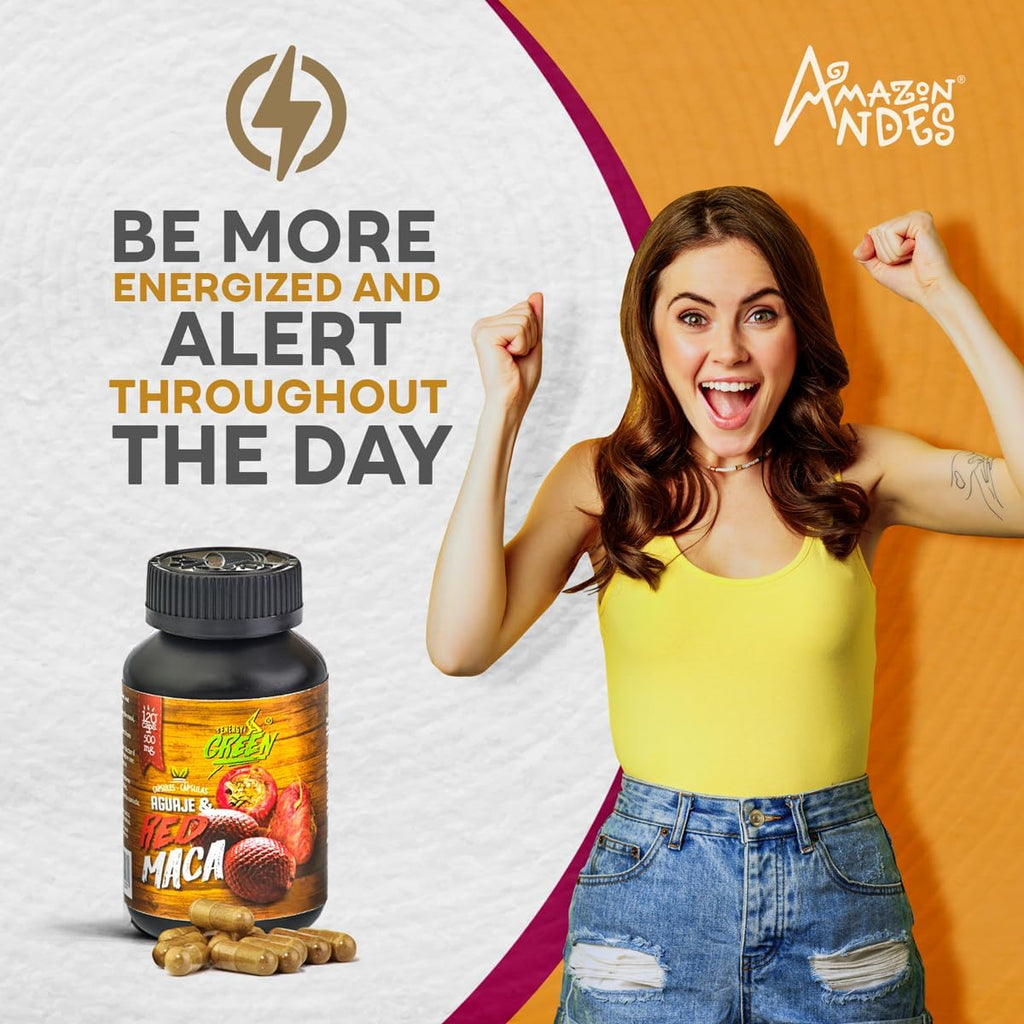 Amazon Andes Aguaje con Maca Roja 1000mg - Superalimento Peruano - 120 Cápsulas Vegetales