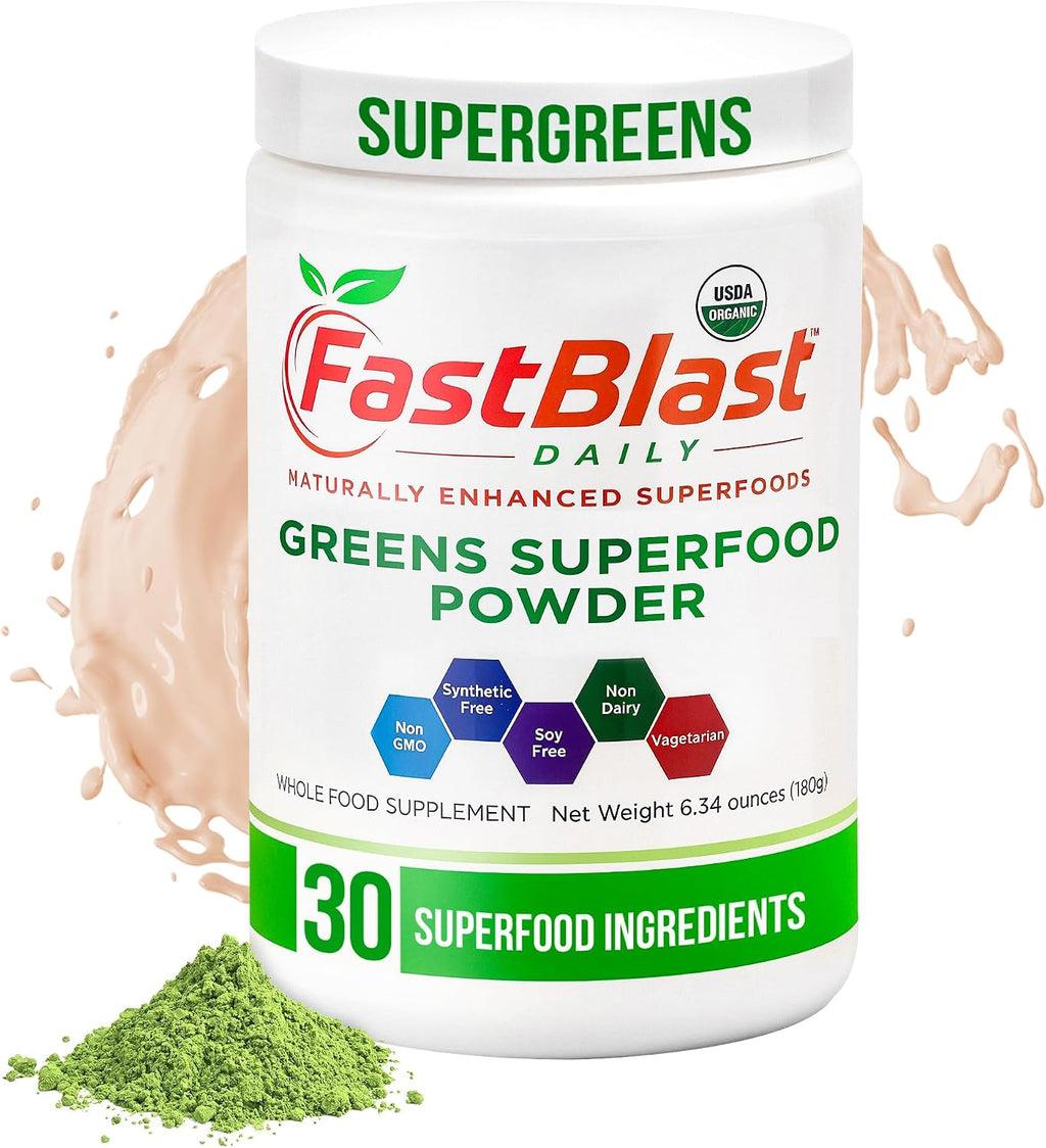 Organic Super Greens Powder con Más de 30 Superalimentos, Probióticos y Enzimas - 180g