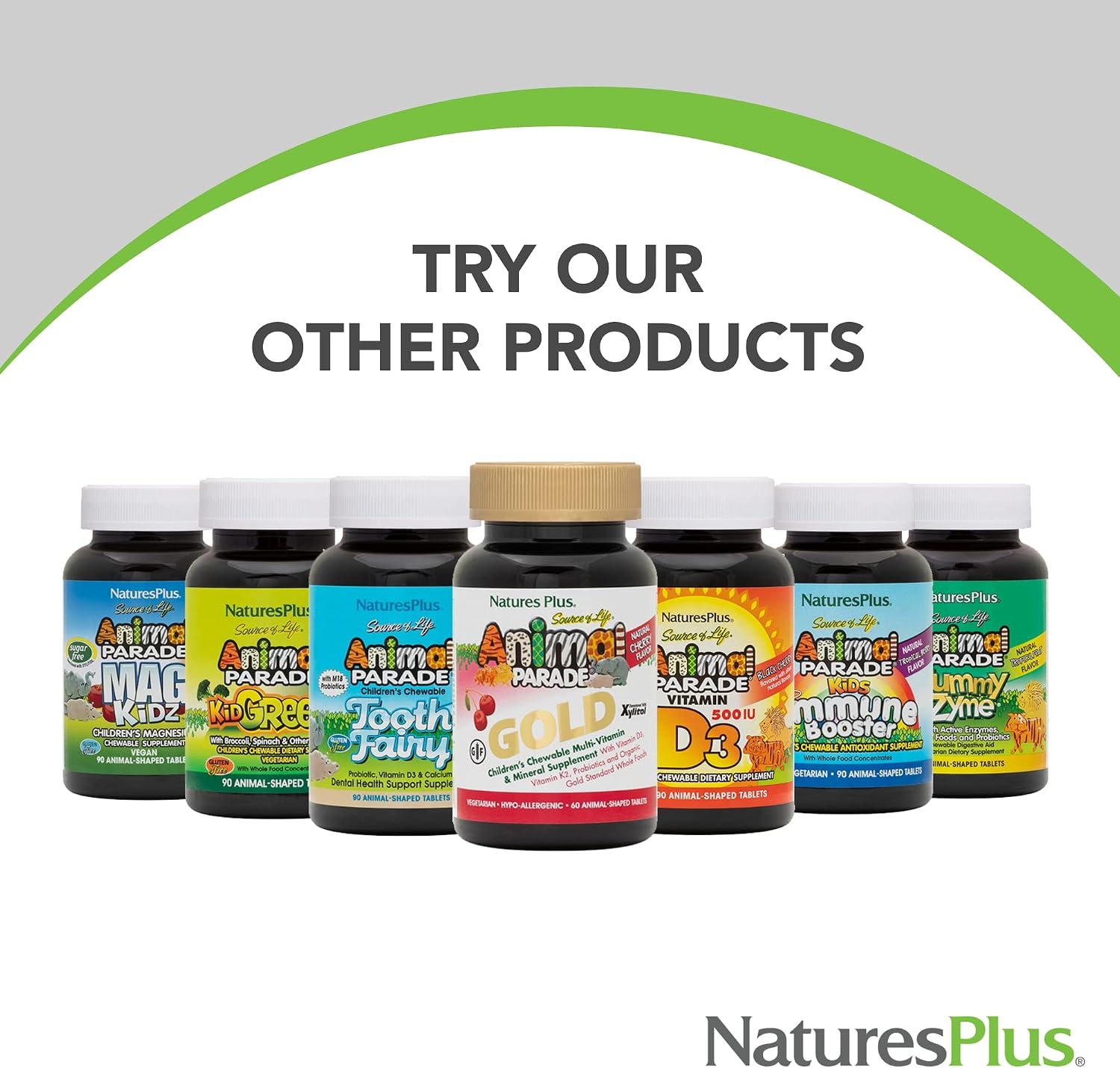 NaturesPlus Animal Parade Gold Multivitamínico Líquido para Niños - 473 ml (16 fl oz) - Sabor Tropical Berry
