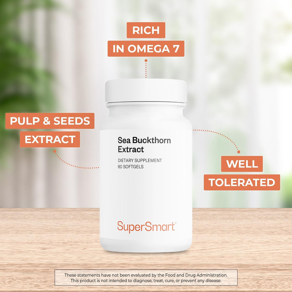 Supersmart Sea Buckthorn Extract 500mg with Omega 7 - 60 Softgels