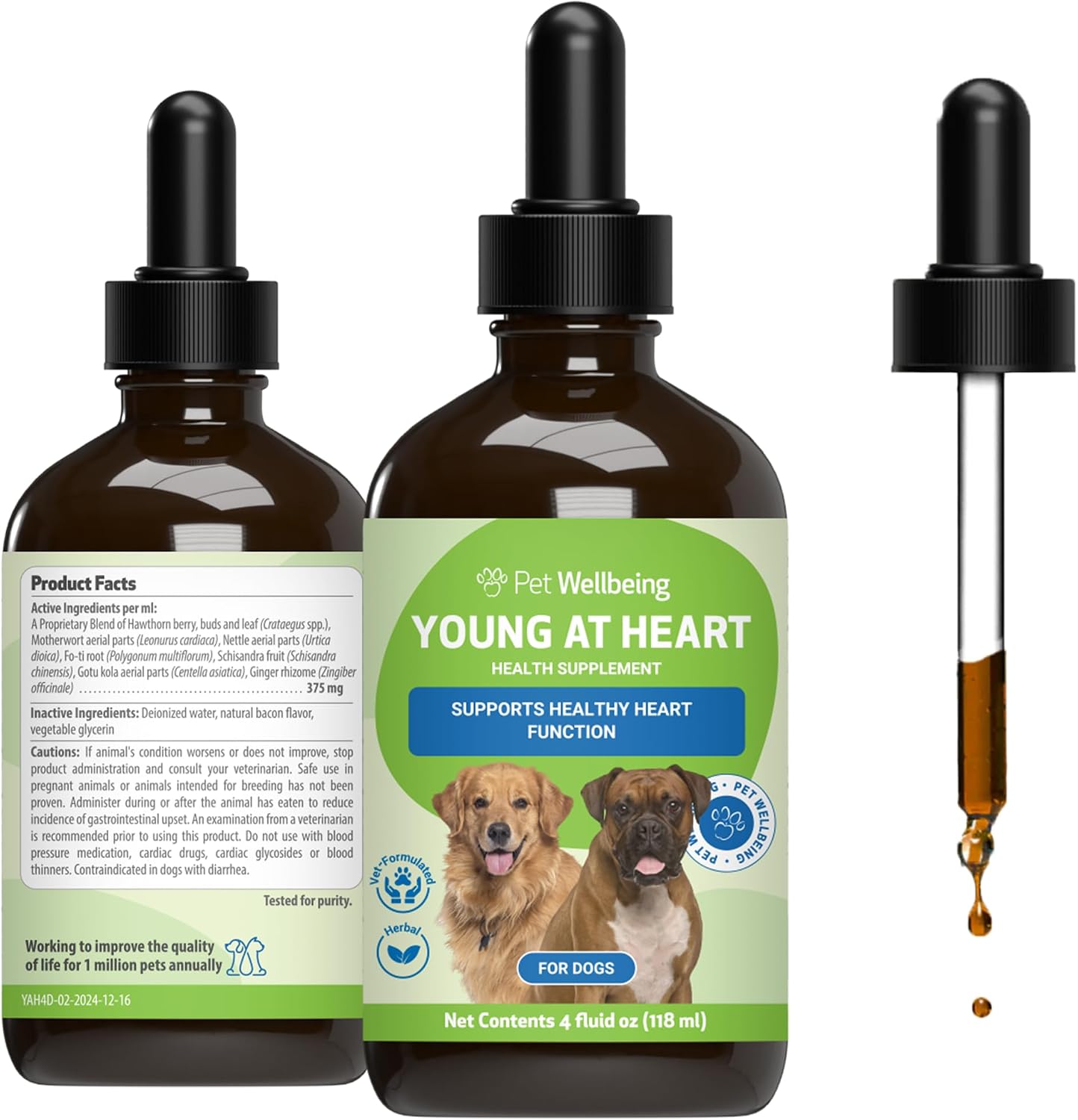 Pet Wellbeing Young at Heart for Perros – Apoyo Cardiovascular Senior – 118 ml (4 oz)