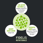 FIDELIS Probiotic Plus+ Probióticos para Perros, Salud Digestiva, 120 Masticables Sabor Pato