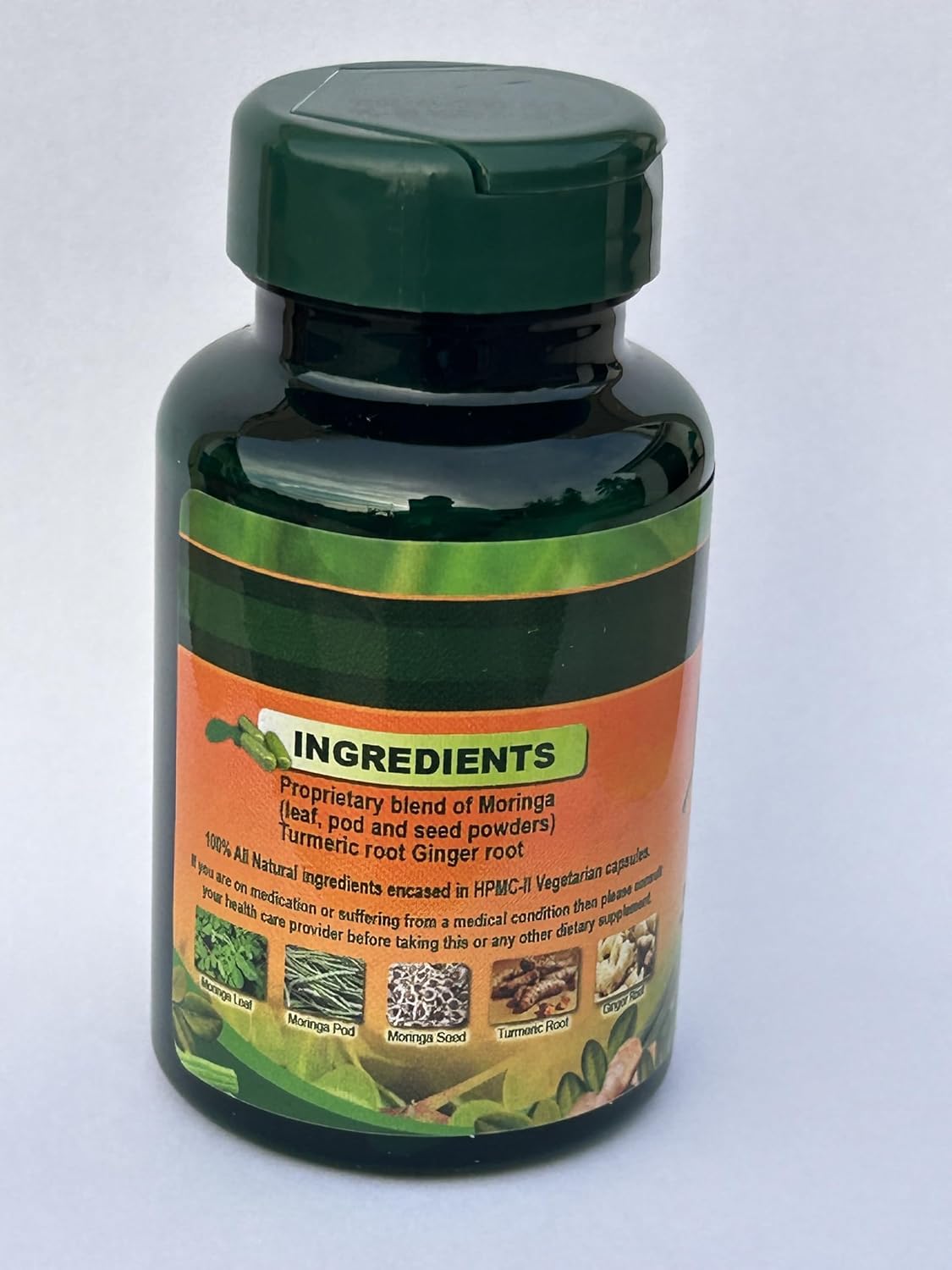 Jamaican Moringa Capsules – 100% Natural Ingredients – 90 Cápsulas, 500mg – con Cúrcuma & Jengibre