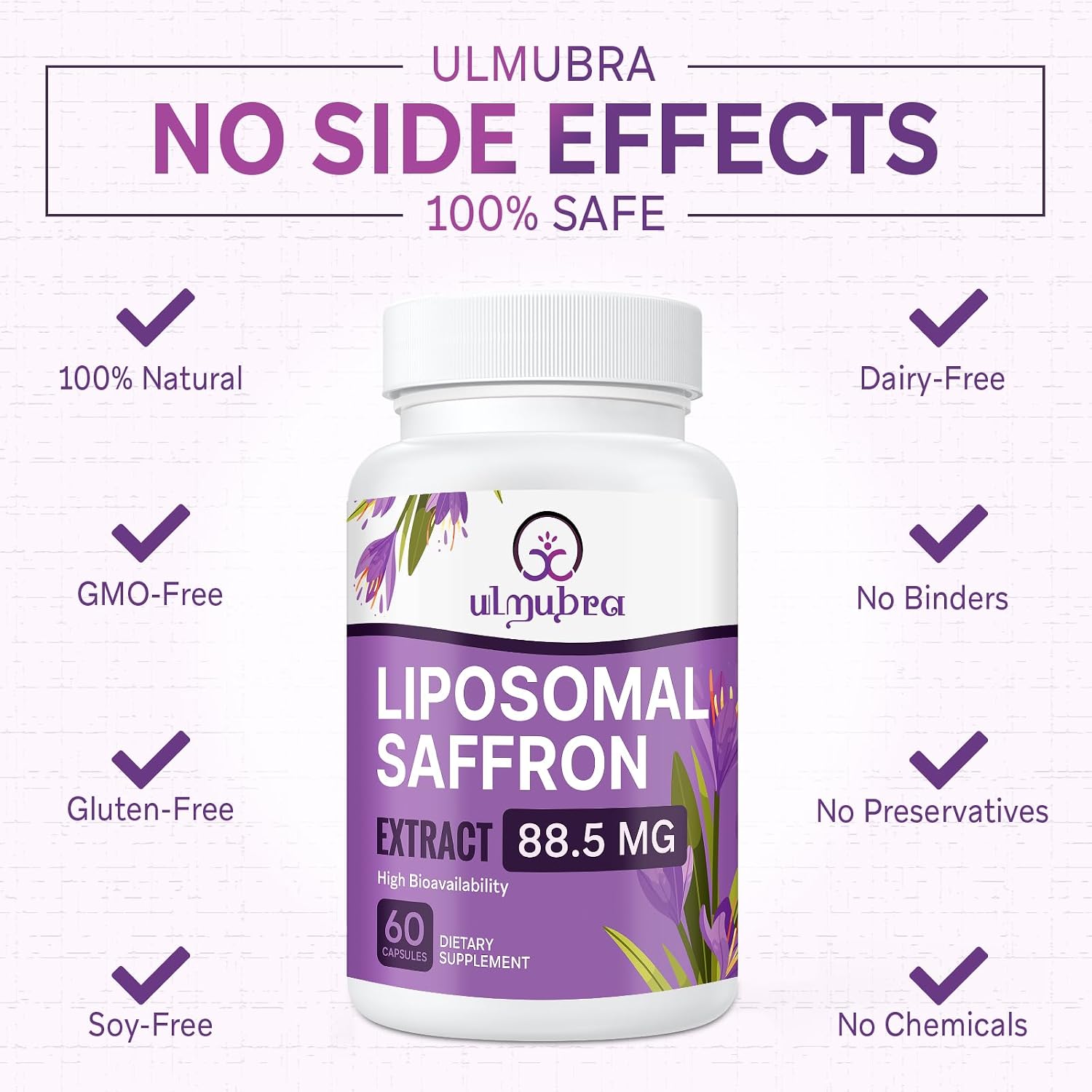 Ulmubra Suplemento de Azafrán Liposomal 88,5 mg – Máxima Absorción, 120 Cápsulas Veganas