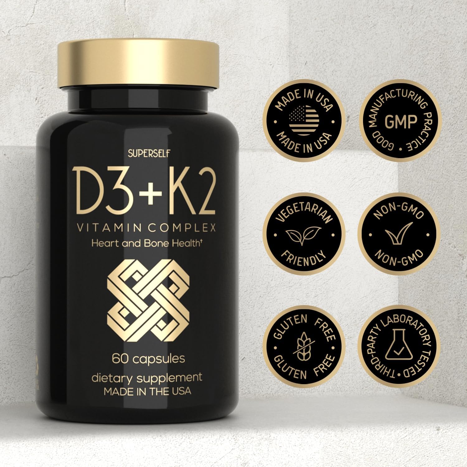 SuperSelf Vitamina D3 K2 5000 UI y K2 MK-7 100mcg – 60 Cápsulas