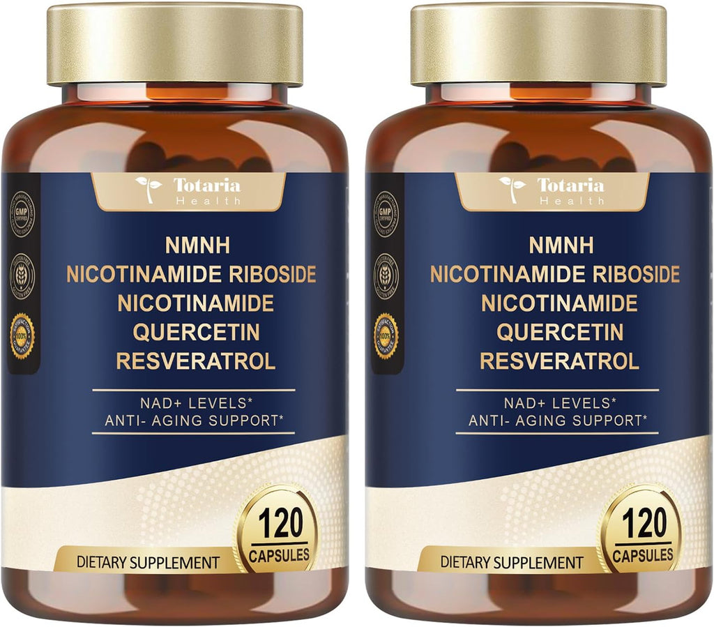 Totaria NMNH (Dihidronicotinamida Mononucleótido) con Niacinamida, Quercetina y Trans-Resveratrol – 240 Cápsulas