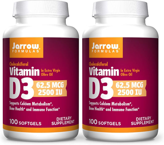 Jarrow Formulas Vitamina D3 2500 IU - 200 Cápsulas Blandas (Pack de 2)