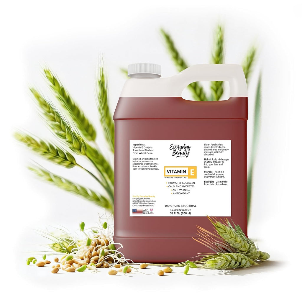 Ultra Pure Vitamin E Oil – 100% Natural D-Alpha Tocopherol from Wheat Germ – Thick Amber Oil, Not a Blend – Glass Bottle & Dropper