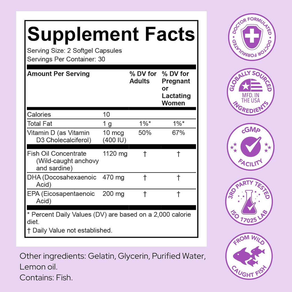 Premom Vitaminas Prenatales con DHA - Complejo Multivitamínico y Omega-3 (Cápsulas + Softgels)