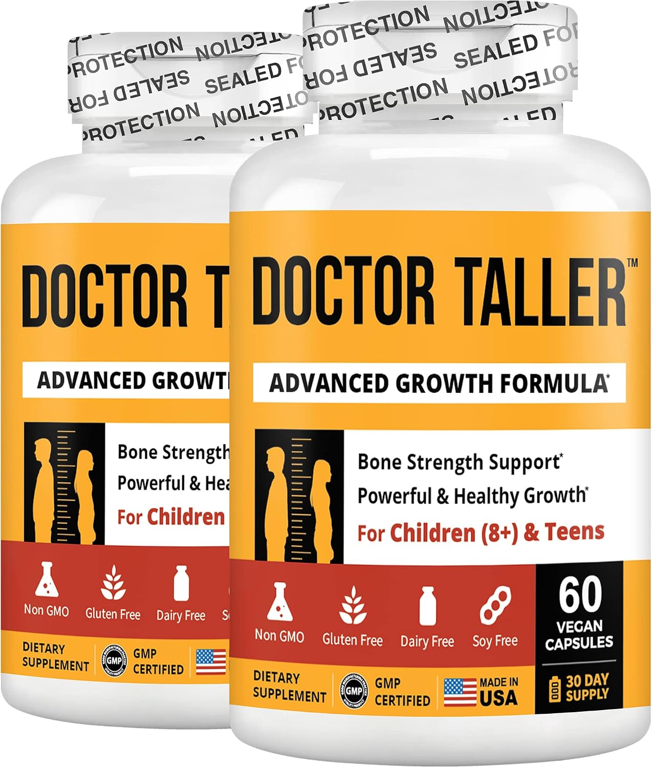 NuBest Doctor Taller Fórmula Premium para la Fortaleza Ósea - Apoya la Inmunidad y el Desarrollo - con Calcio, Vitaminas, Aminoácidos y Hierbas - para Niños (8+) y Adolescentes - Pack de 2 | 2 Meses de Suministro