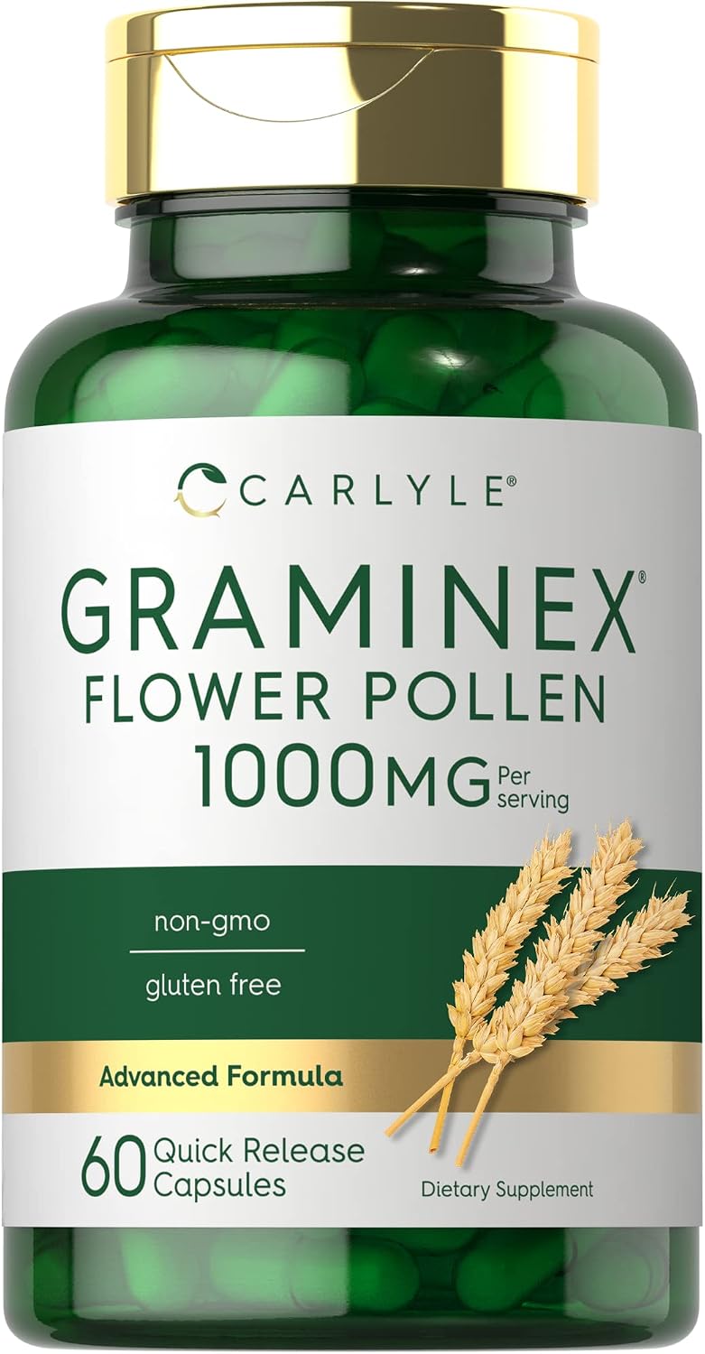 Carlyle Extracto de Polen de Flores Graminex | 1000 mg | 60 Cápsulas | Sin Gluten y No OGM