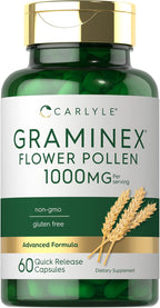Carlyle Extracto de Polen de Flores Graminex | 1000 mg | 60 Cápsulas | Sin Gluten y No OGM