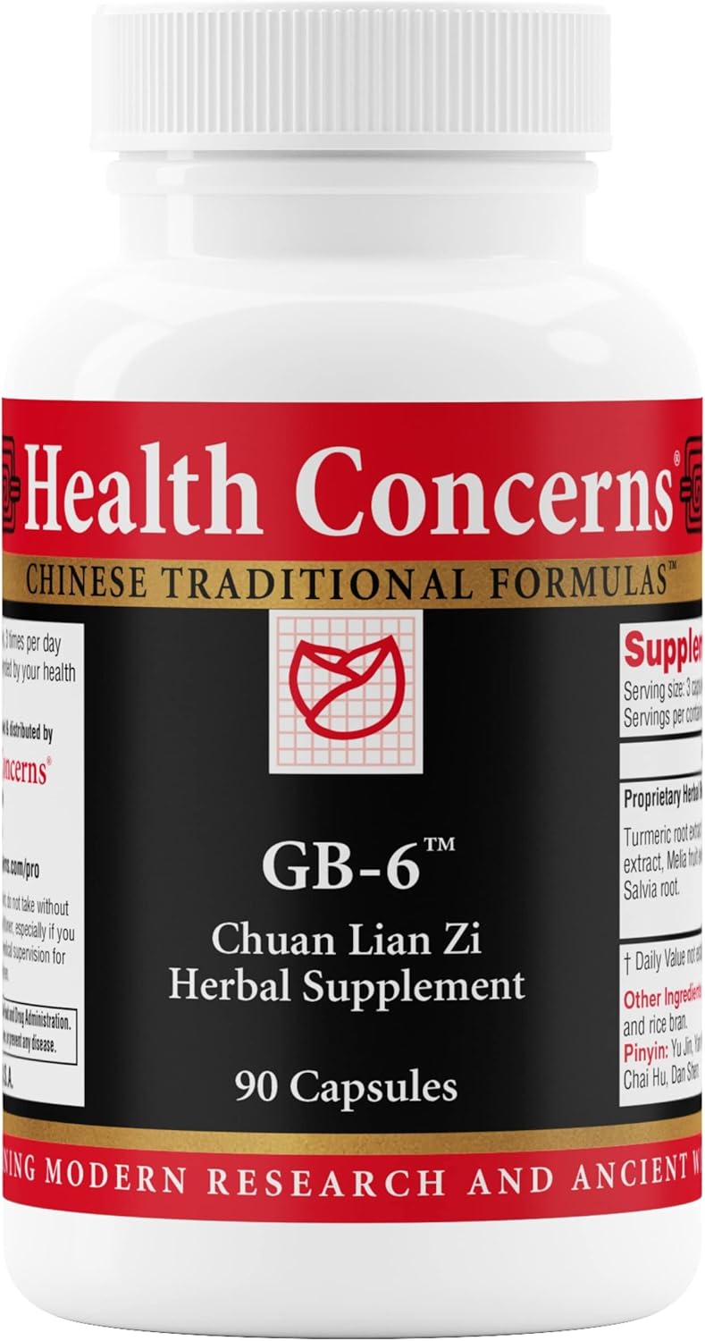 Health Concerns GB-6 – Complemento de Apoyo para la Vesícula Biliar – Fórmula Herbal China – 90 Cápsulas