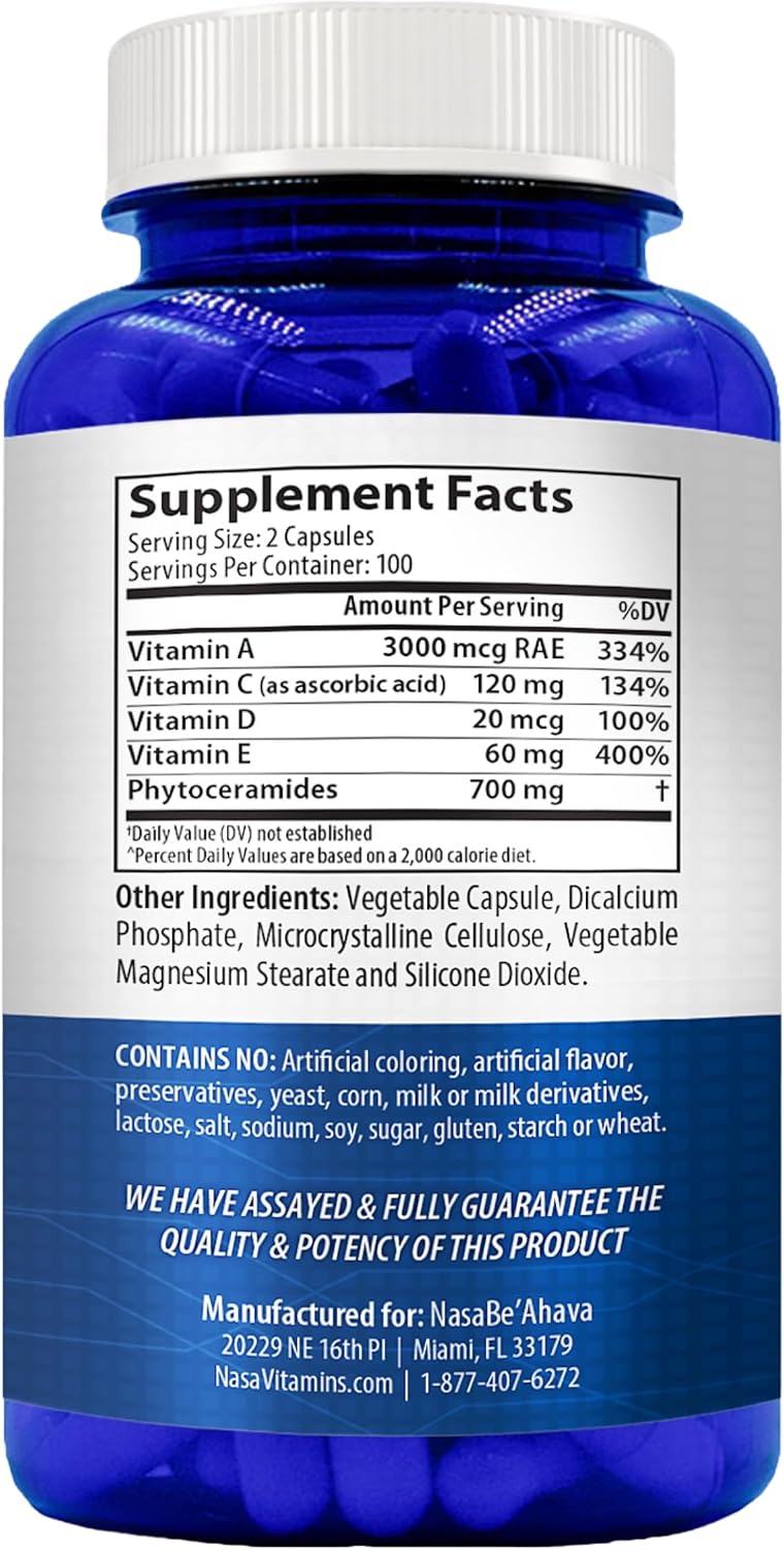 NasaBeahava Extra Strength Phytoceramides 700mg con Vitaminas A, C, D, E - 200 Cápsulas
