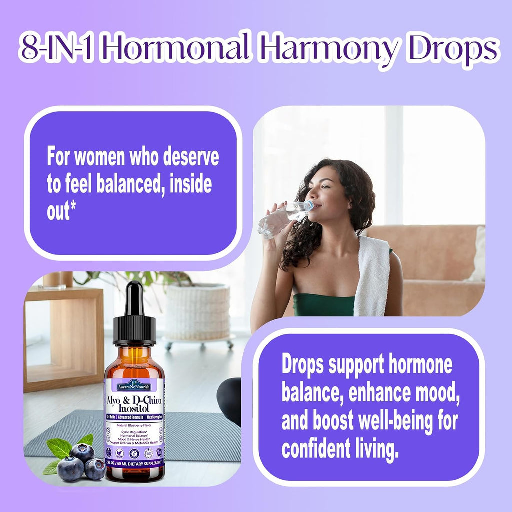 AuraraNeNourish Myo-Inositol & D-Chiro Inositol 40:1 Suplemento Líquido para Mujer