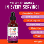 MaryRuth's Organics Gotas Líquidas Orgánicas de Vitamina A | 3 Meses de Suministro | Salud Ósea para Mayores de 14 Años | 750mcg por Ración | Sin Azúcar | Vegano | Sin OMG | Sin Gluten | 30ml