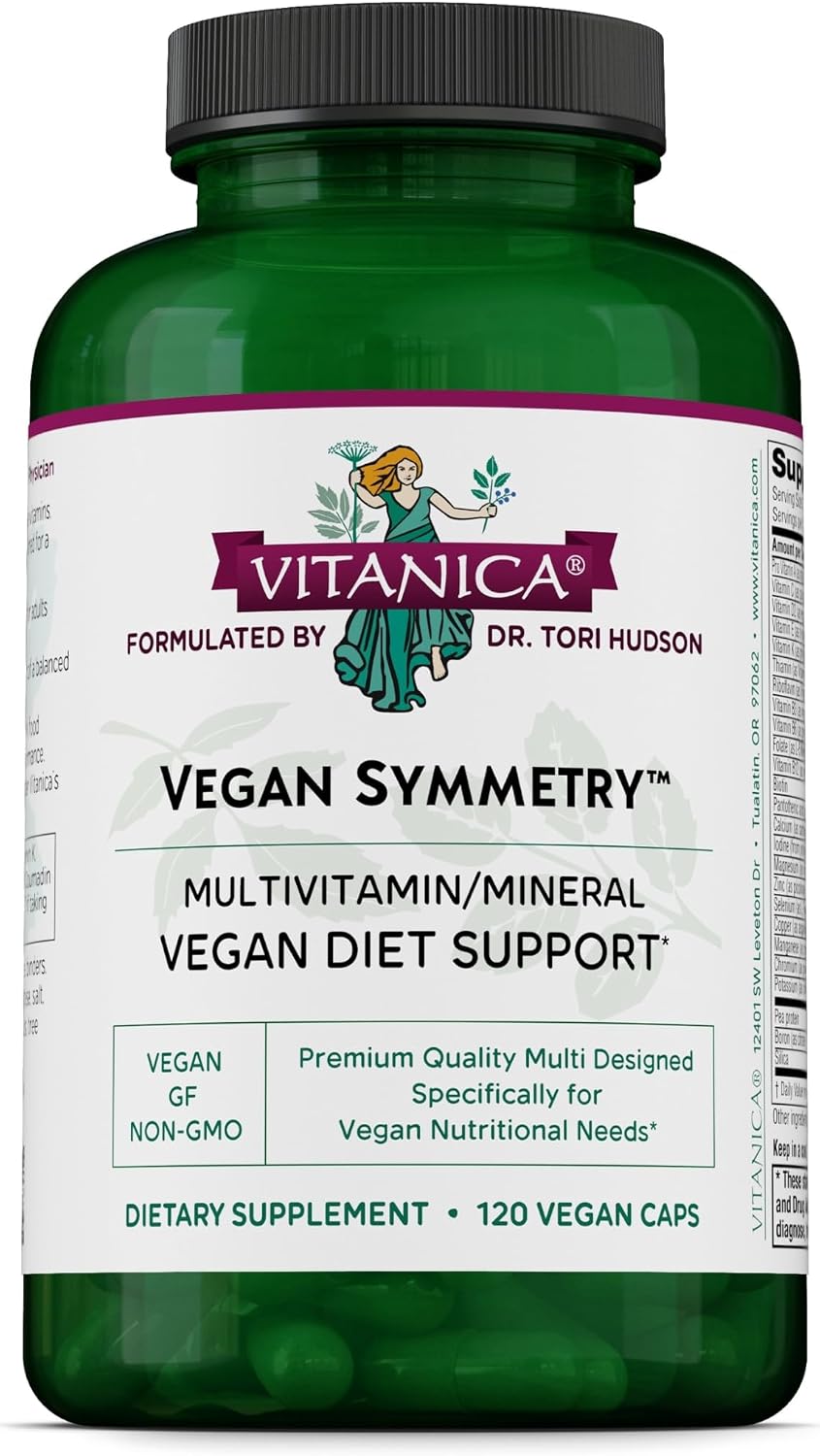 Vitanica Vegan Symmetry, Multivitamínico Vegano para Mujeres, Sin Hierro, Sin Gluten, 120 Cápsulas