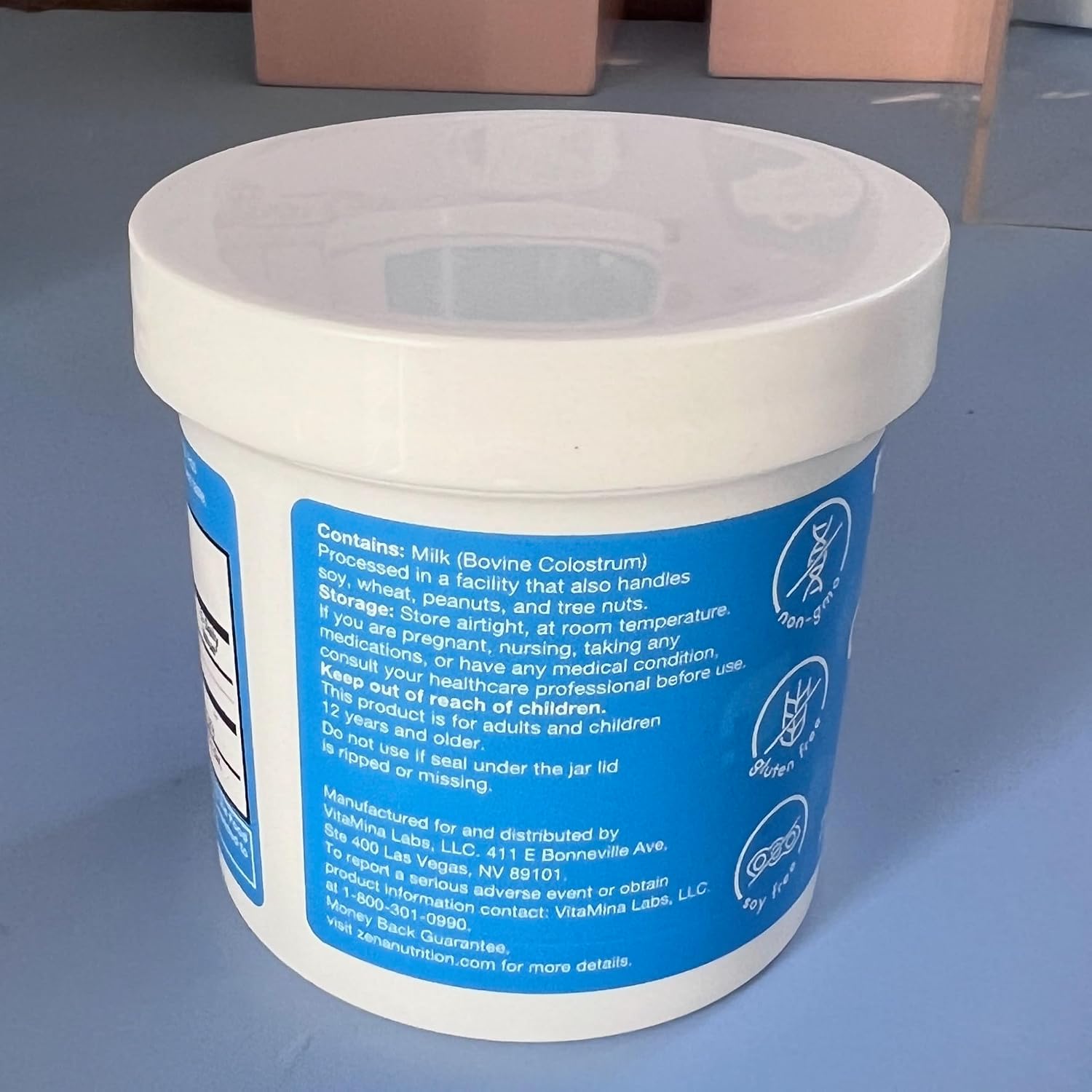 Zena Nutrition Calostro Bovino en Polvo, 1000mg, 30 Servicios - Sin Sabor, Sin Azúcar, Sin Gluten, Keto