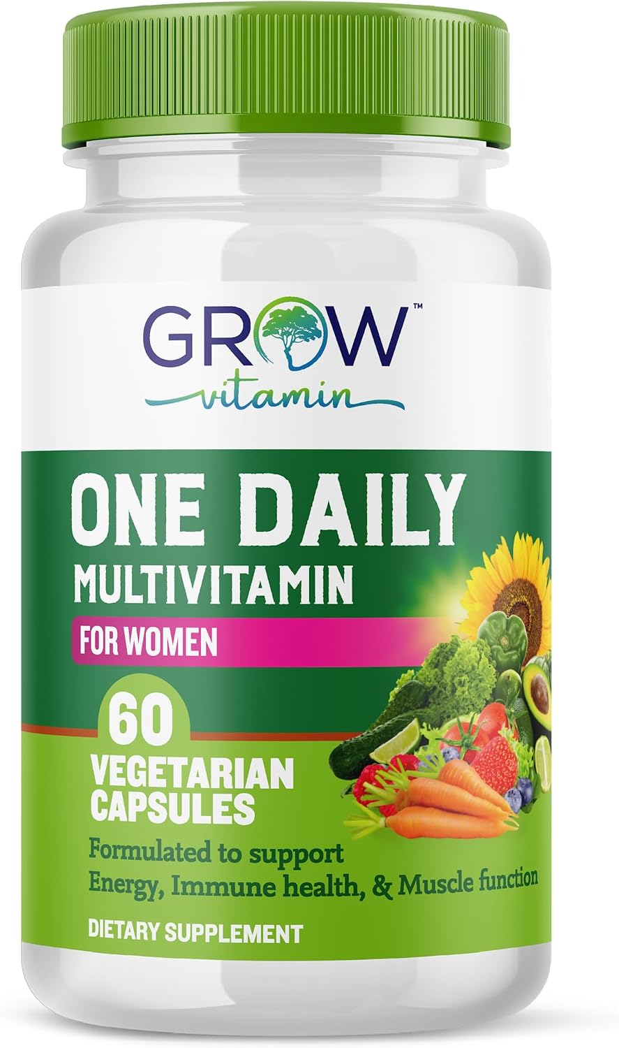 grow vitamin Multivitamínico Diario para Mujeres - 24 Vitaminas y Minerales - 60 Cápsulas - 2 Meses de Suministro