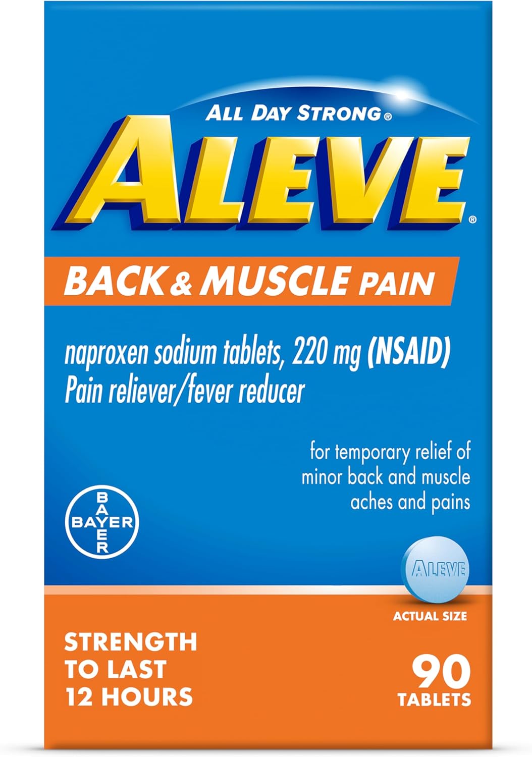 Aleve Pastillas para el Dolor de Espalda y Muscular, 90 unidades