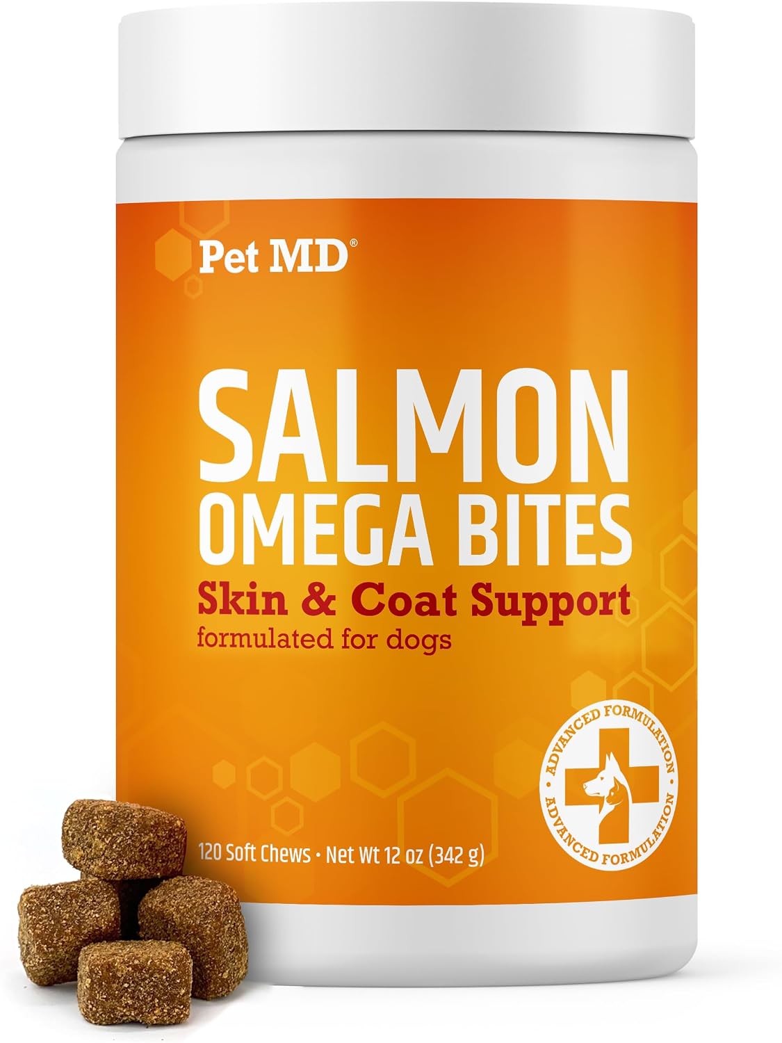 Pet MD Salmon Omega Bites para Perros - Suplemento para Piel y Pelaje - 120 unidades