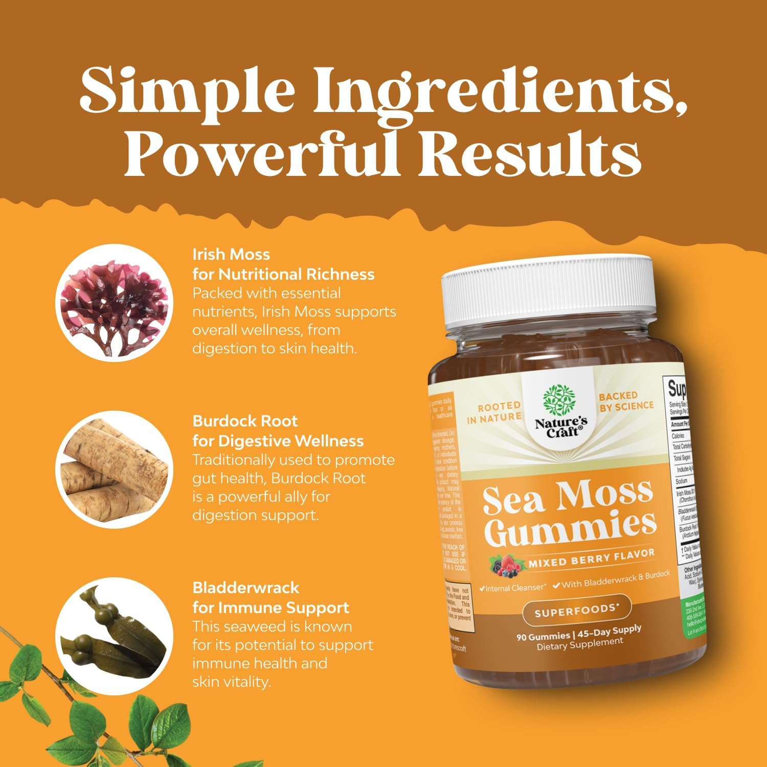 Natures Craft Gominolas de Irish Sea Moss - 90 Unidades