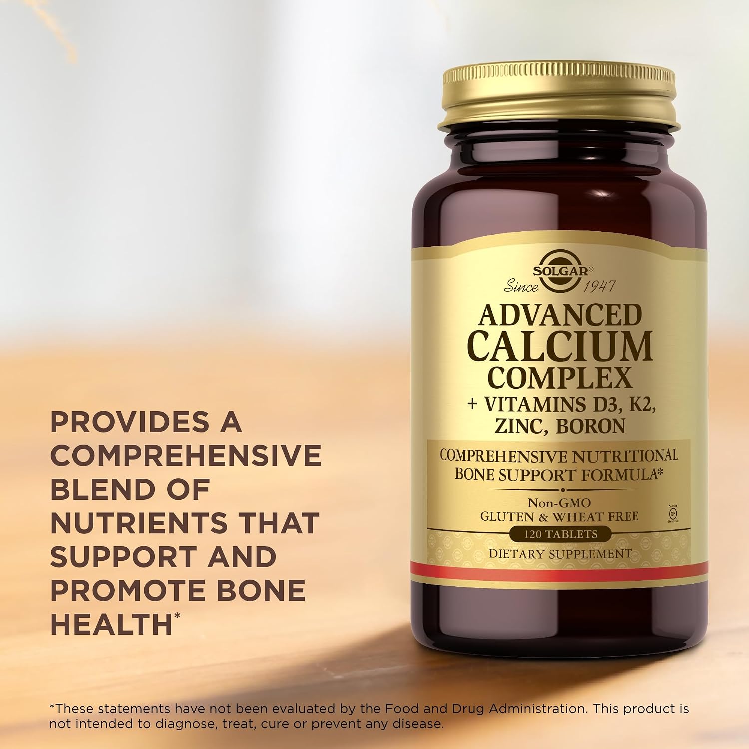 Solgar Advanced Calcium Complex - 120 Comprimidos, Paquete de 3 - con Zinc, Boro, Vitaminas D3 y K2 - No transgénico, Sin Gluten, Sin Lácteos - 90 Raciones
